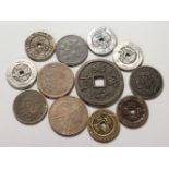 TWELVE ASSORTED CHINESE COINS.