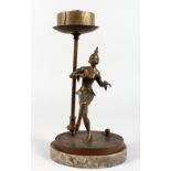 AN ART DECO SPELTER FIGURAL LAMP BASE. 12ins high.