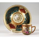 A VIENNA DESIGN CUP AND SAUCER.