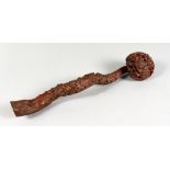 A CHINESE CARVED WOOD RUYI SCEPTRE. 16ins long.