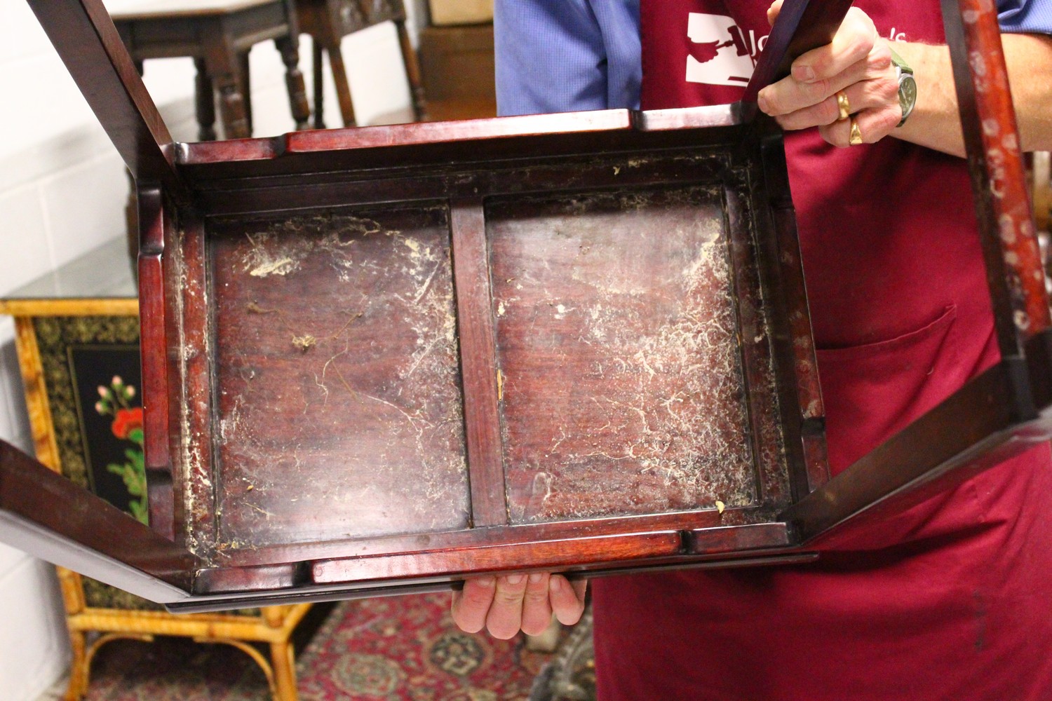 A CHINESE HARDWOOD RECTANGULAR OCCASIONAL TABLE. 1ft 8ins long x 1ft 2ins wide x 2ft 0ins high. - Image 2 of 2