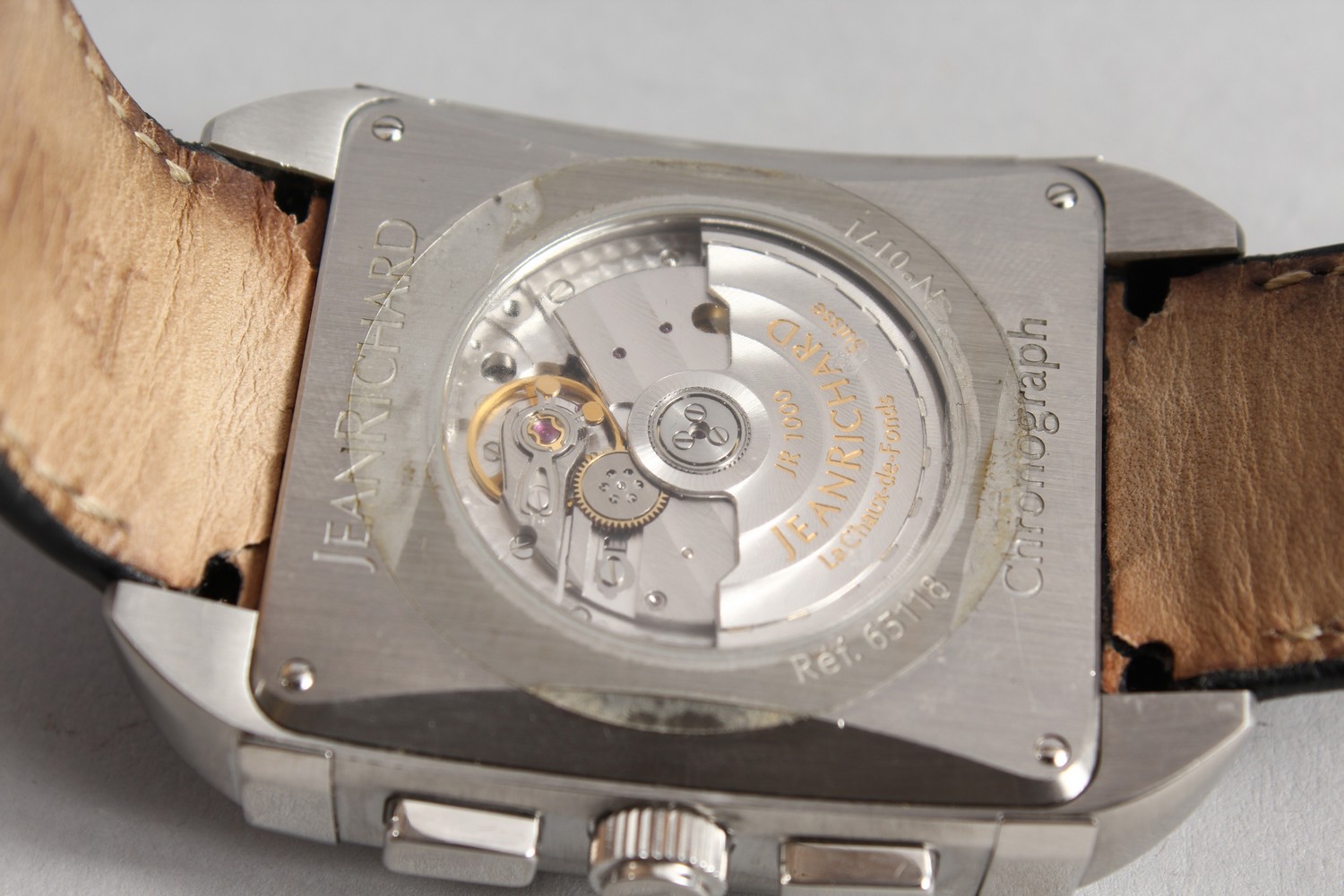 JEAN RICHARD CHRONOGRAPH, Ref. 65110, with leather strap, in original box. - Image 7 of 8