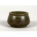 A MINIATURE CHINESE BRONZE CIRCULAR CENSER. 1.5ins diameter.