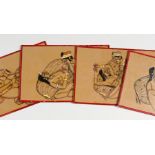 A SET OF FOUR INDIAN MINIATURES OF EROTIC SUBJECTS. 3.5ins x 2.5ins.