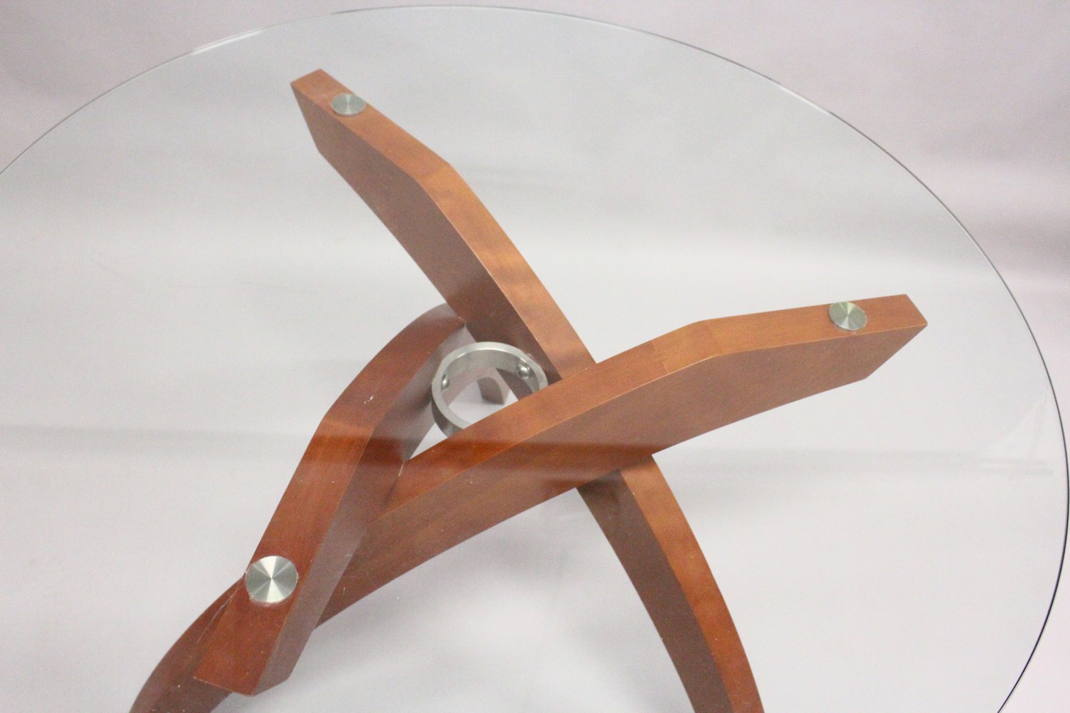 TABLEMAKERS of WIMBLEDON, LONDON, A BALLERINA TABLE, with three curving cherry wood legs, united - Image 3 of 7