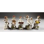 A CAPODIMONTE FIVE PIECE MINIATURE CHERUB BAND. 4.5ins high.