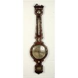 A 19TH CENTURY ROSEWOOD AND MOTHER-OF-PEARL CASED BAROMETER/THERMOMETER by Williamson, London. 3ft