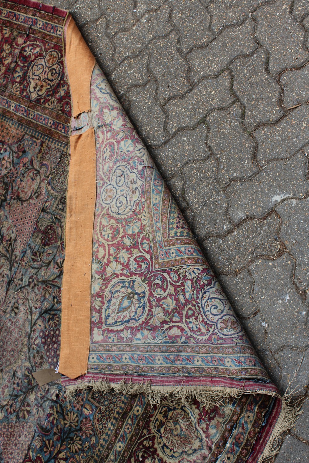 A 19TH/20TH CENTURY PERSIAN TEHRAN SILK CARPET, red ground with numerous vases of flowers, panels of - Image 13 of 15