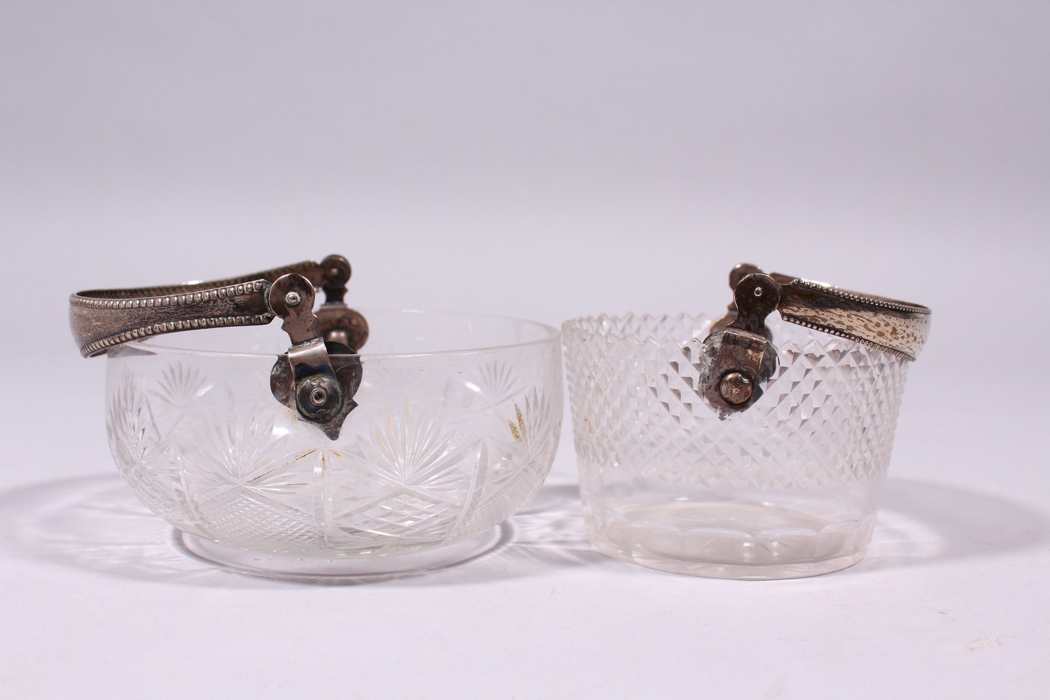 TWO CONTINENTAL CUT GLASS CIRCULAR BASKETS, with silver swing handles. - Image 6 of 13