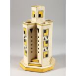 AN ART DECO DESIGN FIVE SECTIONAL VASE. 11ins high.