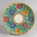 CHARLOTTE RHEAD FOR CROWN DUCAL, a slip decorated circular charger, Pattern No. unknown, painted