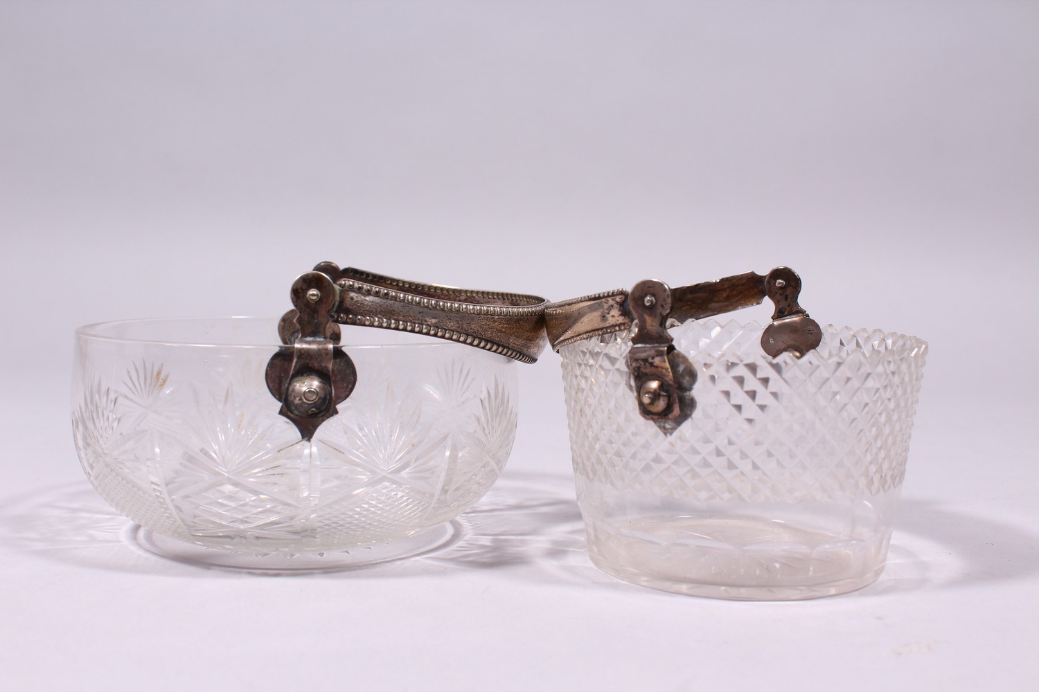 TWO CONTINENTAL CUT GLASS CIRCULAR BASKETS, with silver swing handles. - Image 4 of 13