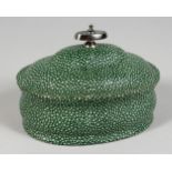 A GEORGE III DESIGN SHAGREEN OVAL TEA CADDY. 3.5ins high.