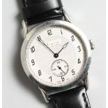 A CONTINENTAL ASPREY WRISTWATCH, with leather strap, stainless steel No. 91-700 102.