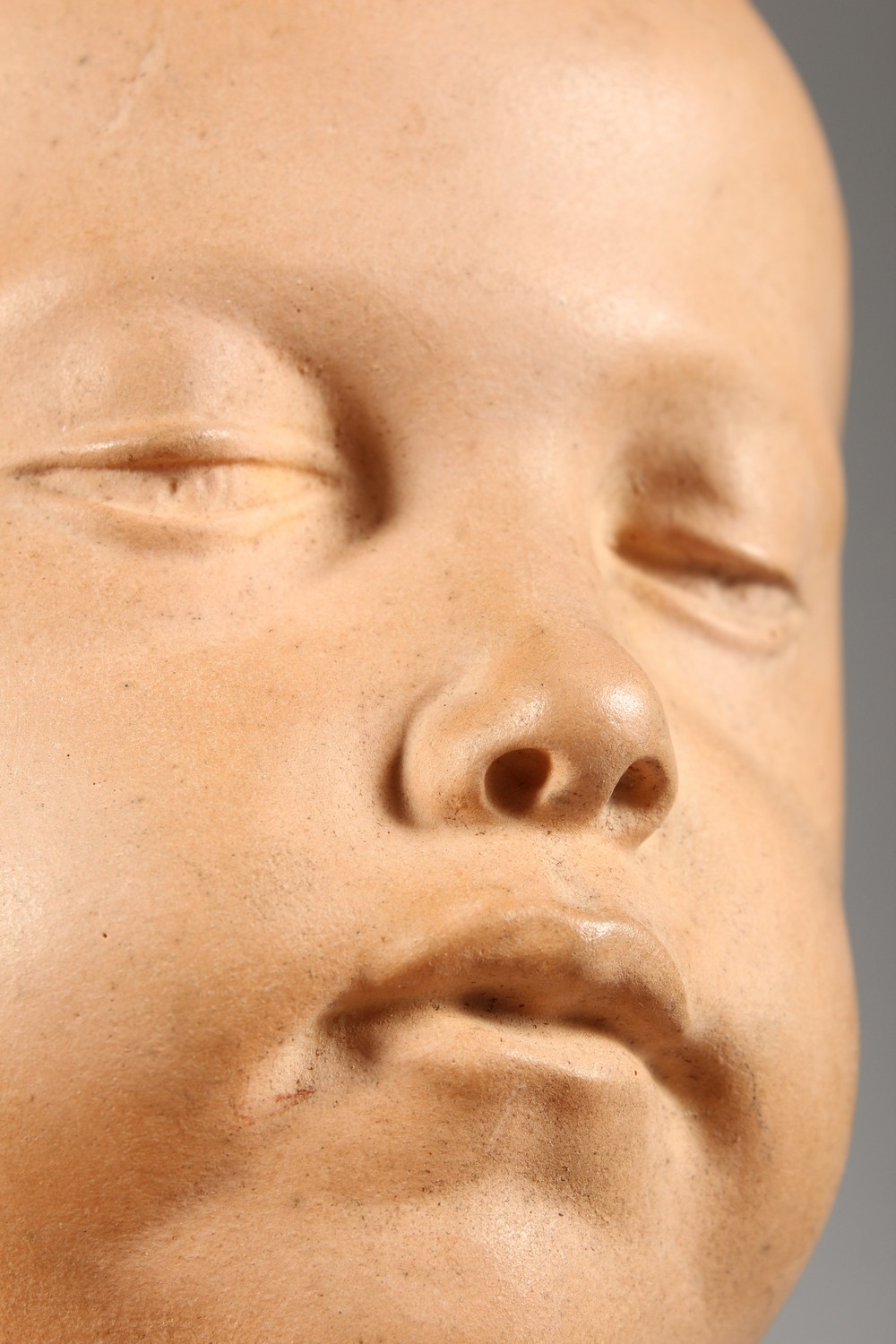 SALY A GOOD TERRACOTTA BUST OF A YOUNG GIRL, on a wooden plinth. Signed Saly, Louvre. 14ins high. - Image 7 of 7