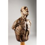 DEAN BARRATT "ANGST", a contemporary fibreglass torso of a man, on a wooden pedestal. Torso: 26ins