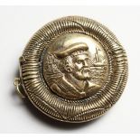 A NAUTICAL CIRCULAR BRASS VESTA. 1.75ins diameter.