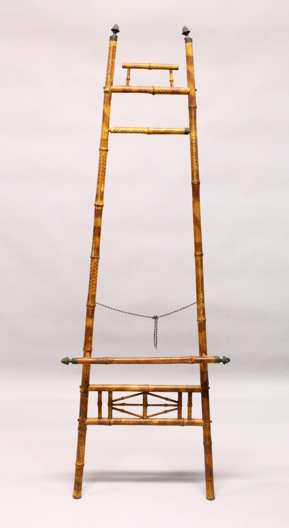 A LATE 19TH CENTURY BAMBOO EASEL. 5ft 8ins high.