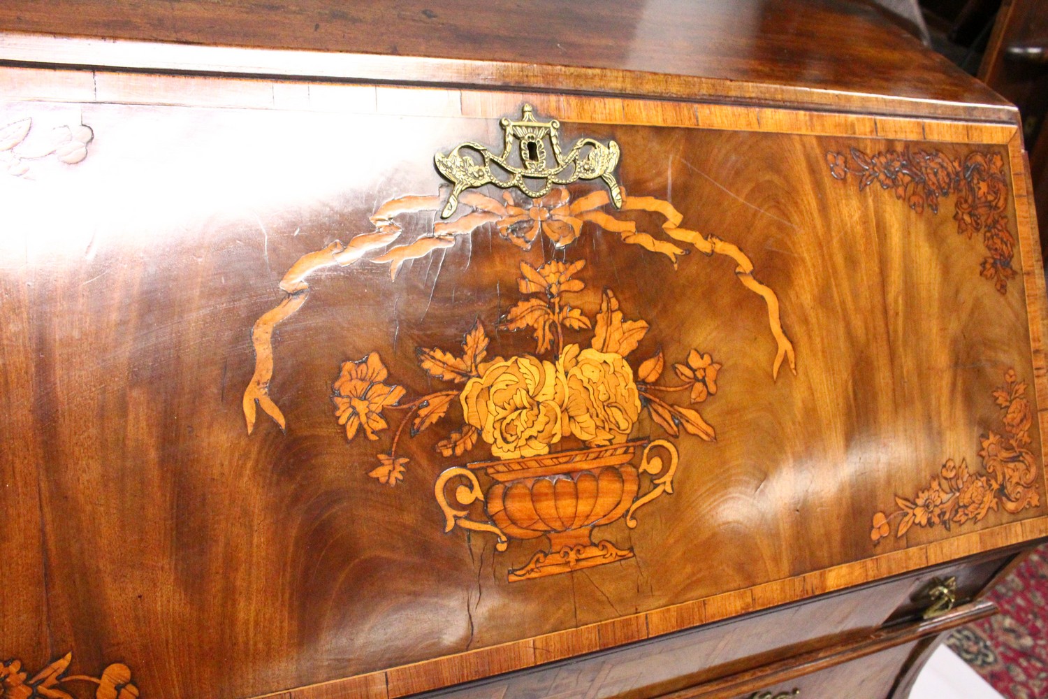 A GOOD 18TH CENTURY DUTCH MARQUETRY BUREAU with fall flap, fitted interior, with well above two - Image 3 of 6