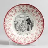 A SMALL 19TH CENTURY FRENCH PLATE, with transfer printed scene "LES COMBLES". 7.5ins diameter.
