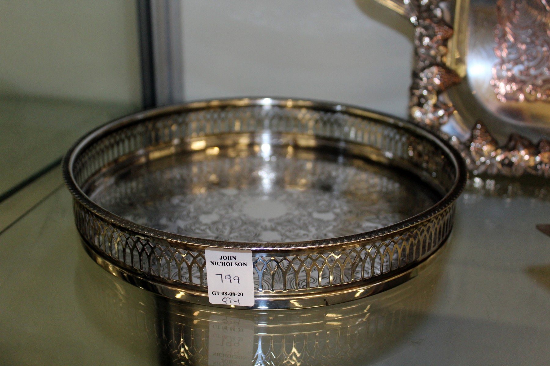 A plated twin handled tray and other items - Image 2 of 3