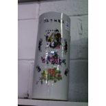 A Chinese cylindrical vase decorated with caligraphy figures and flowers