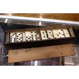 Early ebony and bone dominoes, boxed