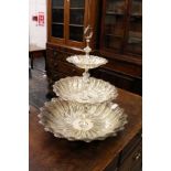 A good embossed silver plated three tier cake stand
