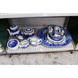 A quantity of blue and white china