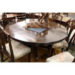 A large Regency style circular mahogany breakfast table