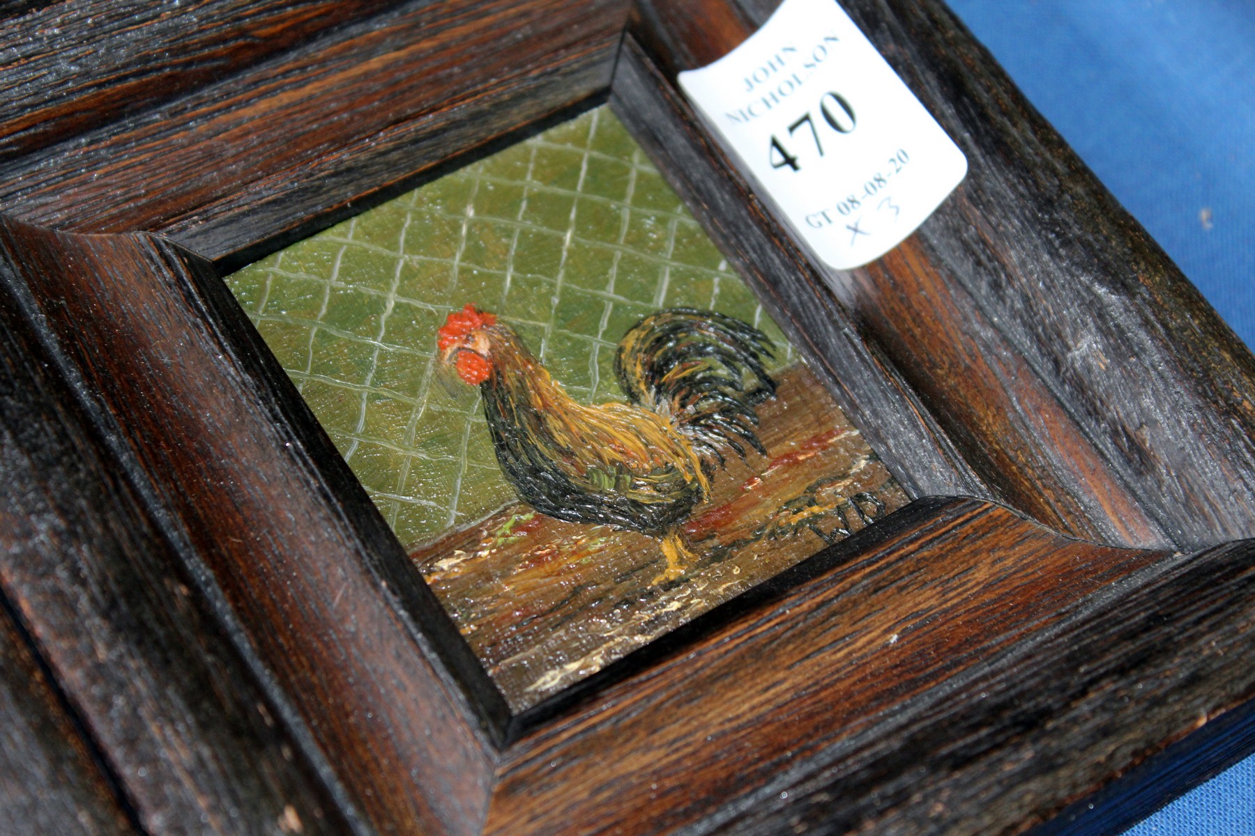 Three small oil paintings of chickens - Image 4 of 4