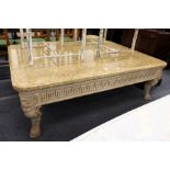 A good large faux marble classical style coffee table with Greek key carved frieze the cabriole legs