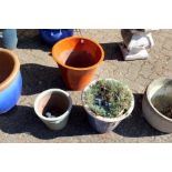 Three glazed garden pots