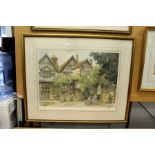 Sturgeon Rural scene with a half timbered building and figures in a courtyard limited edition colour