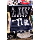 A cased part canteen of cutlery