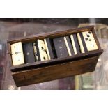 Early ebony and bone dominoes, boxed