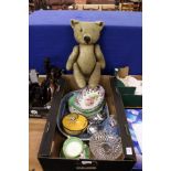 An old teddy bear Doulton jug and other items