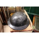 Tin helmet and other items