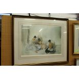 William Russell Flint Three semi nude female figures limited edition colour print