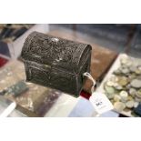 A good Eastern filigree silver casket