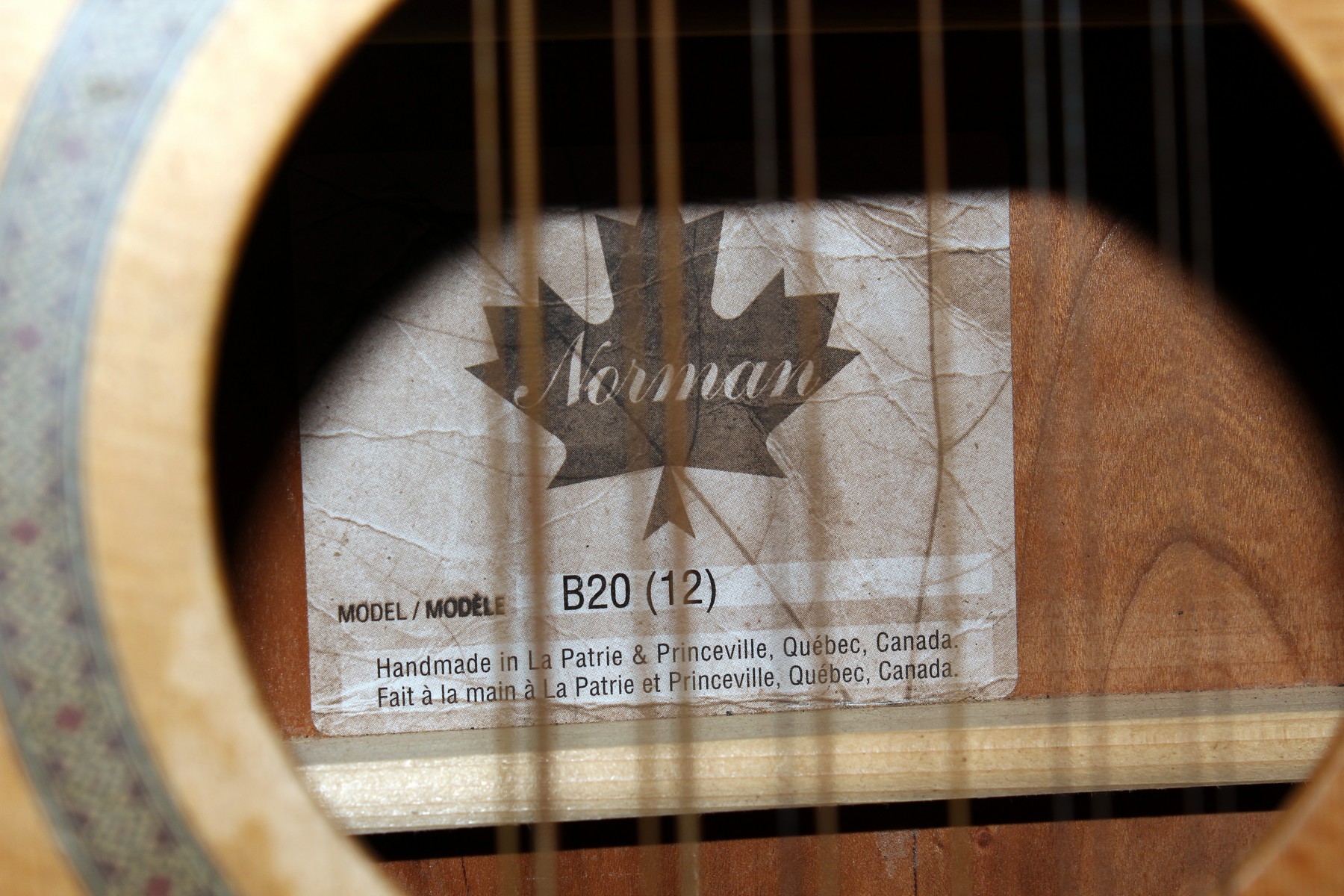 NORMAN B20 - a 12-string acoustic dreadnought guitar handmade in Quebec, Canada. Cherry back and - Image 5 of 27