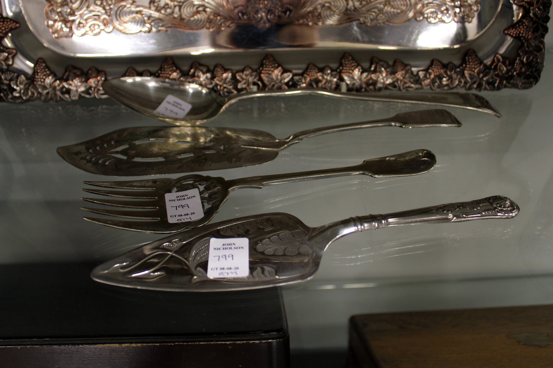 A plated twin handled tray and other items - Image 3 of 3