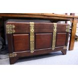 A good Chinese brass bound hardwood coffer