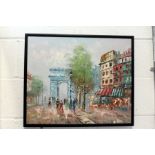 Parisian street scene oil on canvas