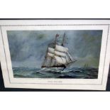 Colour print of a sailing ship