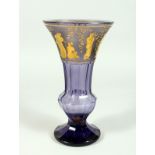 A Moser lilac and gilt decorated glass vase
