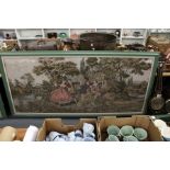 A very large machine tapestry embroidered picture framed and glazed