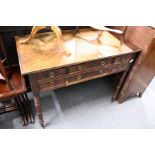 A 19th century mahogany six drawer side table on turned legs