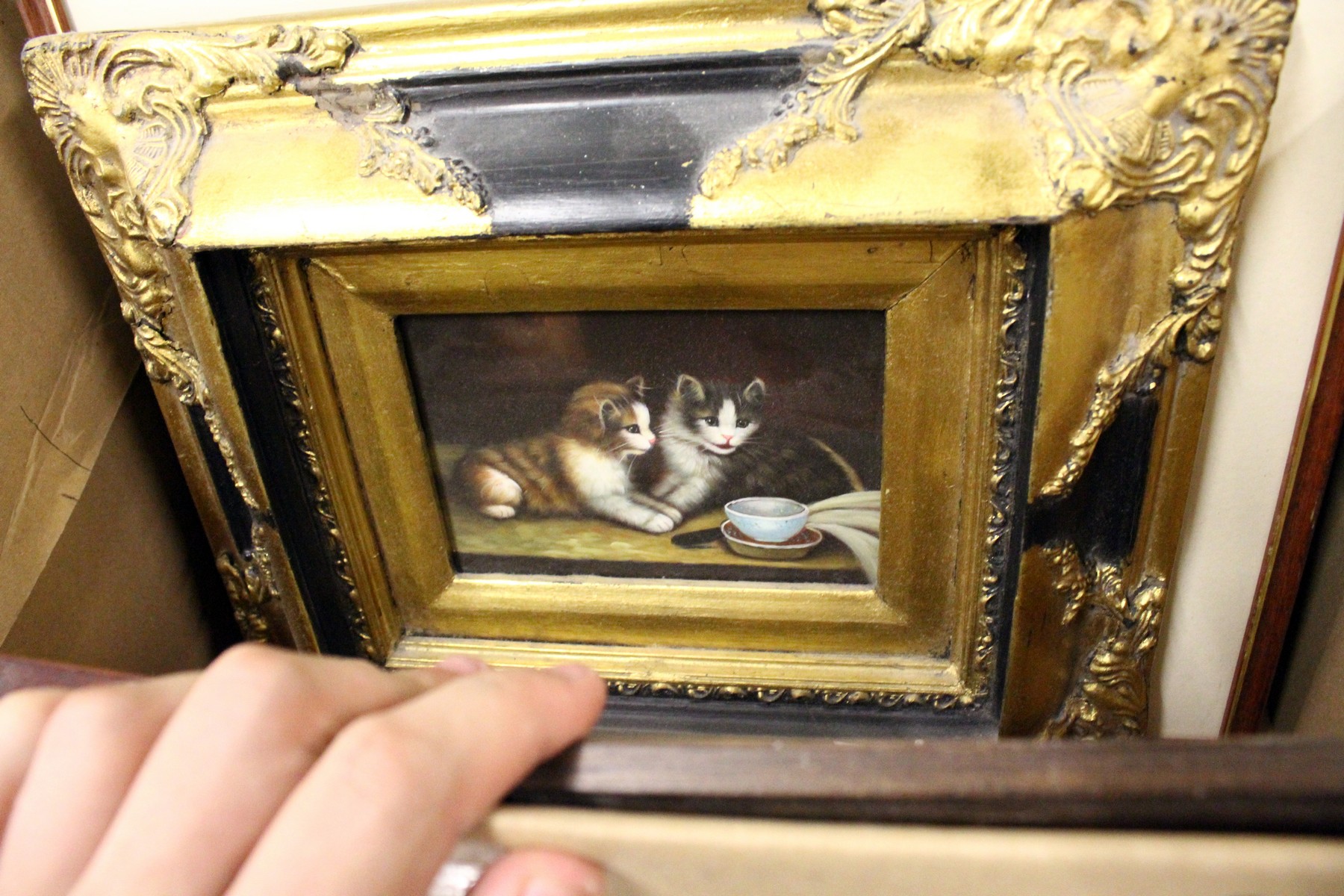 An oil painting of cats and various other pictures - Image 2 of 5