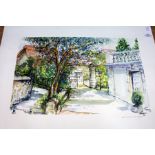 Carpanetti Street Scene, watercolour signed and dated unframed